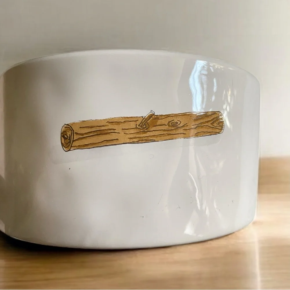 Rae Dunn Artisan Collection White Dog Woof Bowl 8”X 3”